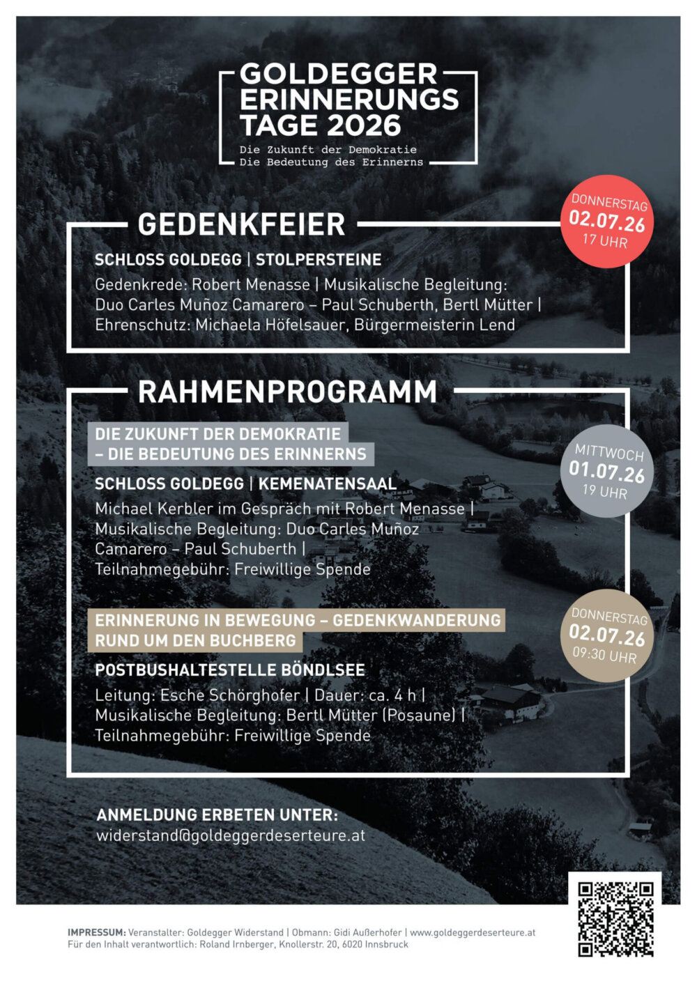 Goldegger Erinnerungstage 2026